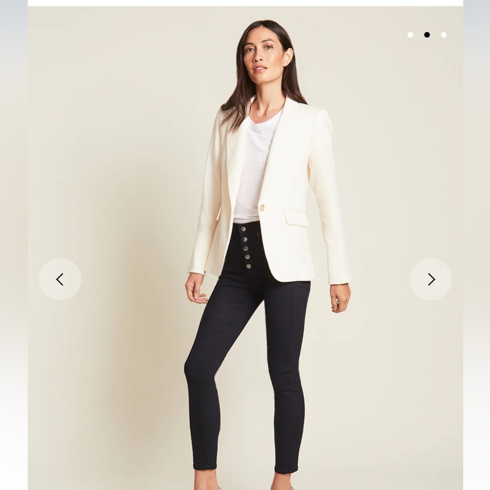 NWT Veronica Beard Linen Cutaway Dickey Blazer Ivory Size 2 Tailored